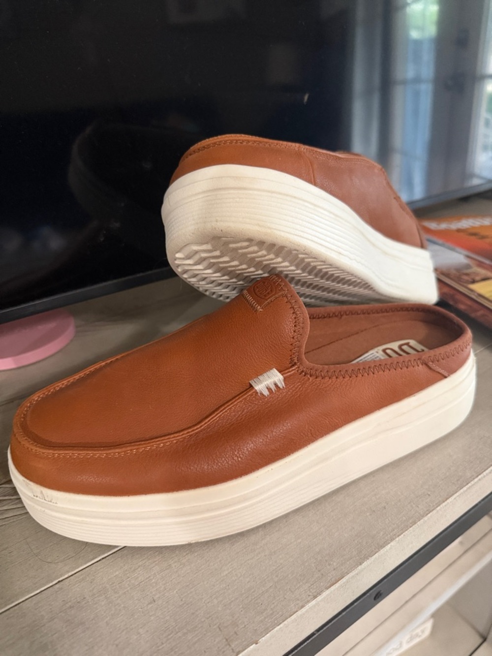 Women's Slip-On Platform Sneakers in Brown Leather